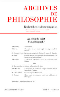 Au-delà du sujet. L’impersonnel ?